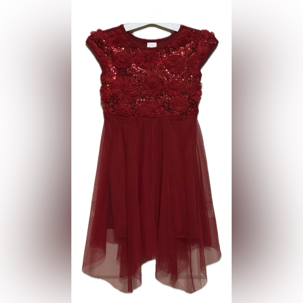 Wonder Nation Red Floral Sequins Dress (Size S 6-6X)